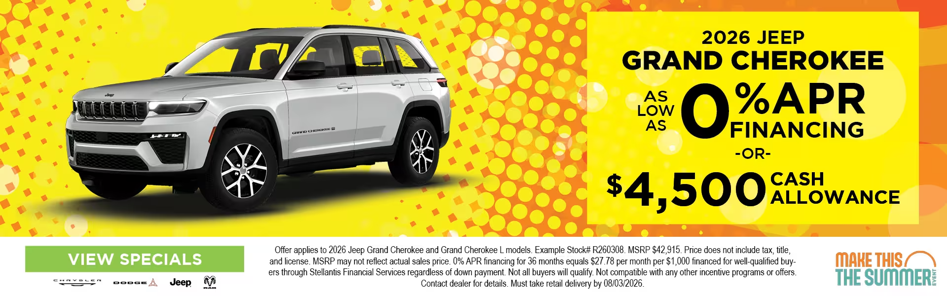 New 2026 Jeep Grand Cherokee - As Low As 0% APR Financing or $4,500 Cash Allowance